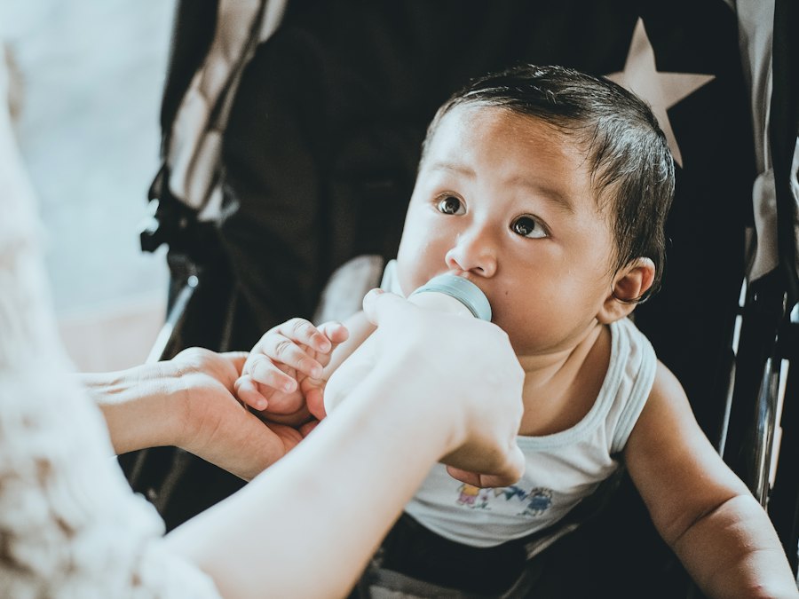Baby drinking from a bottle